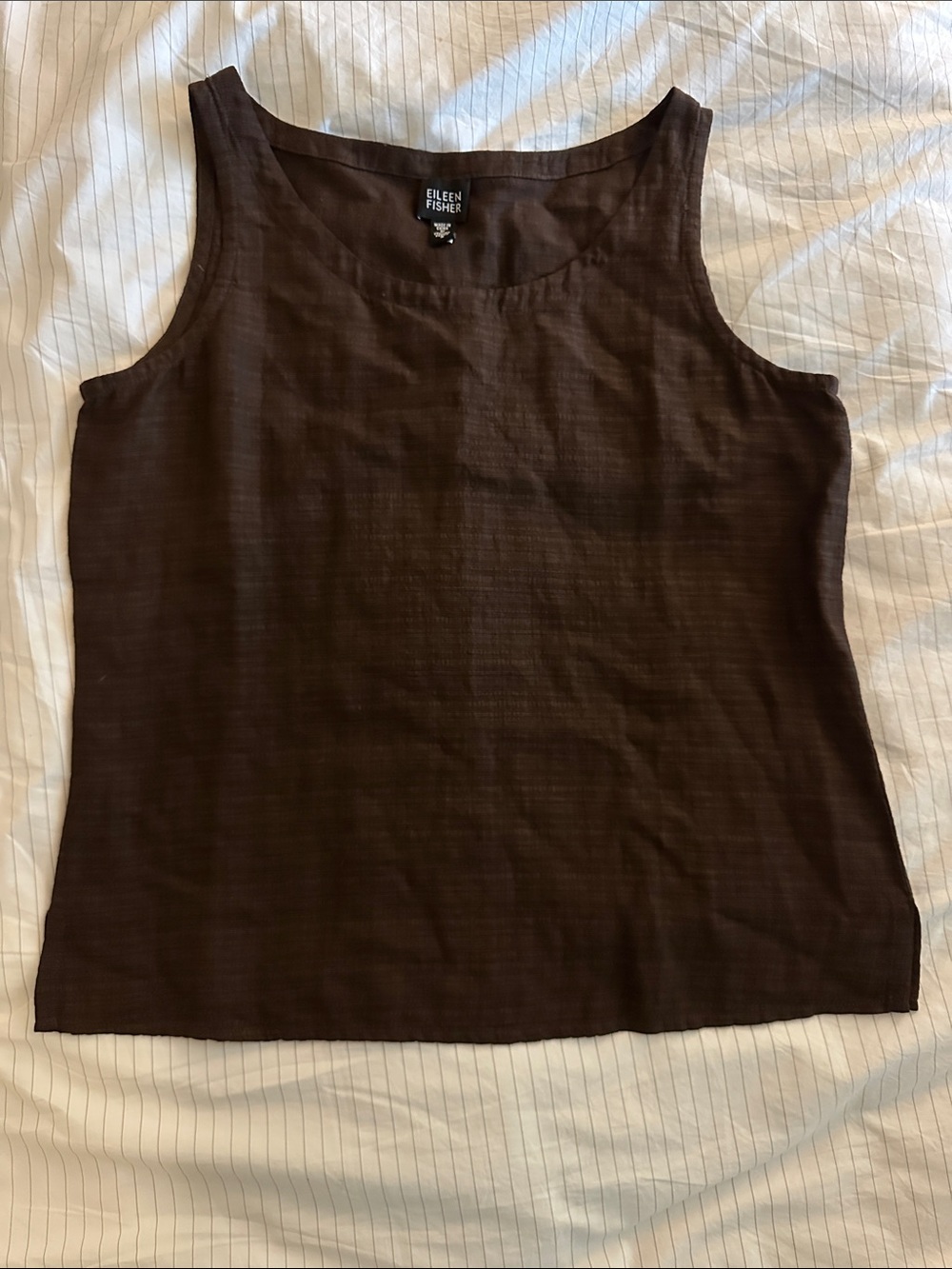 Eileen Fisher - Chocolate Brown Linen Scoop Neck Tank - S